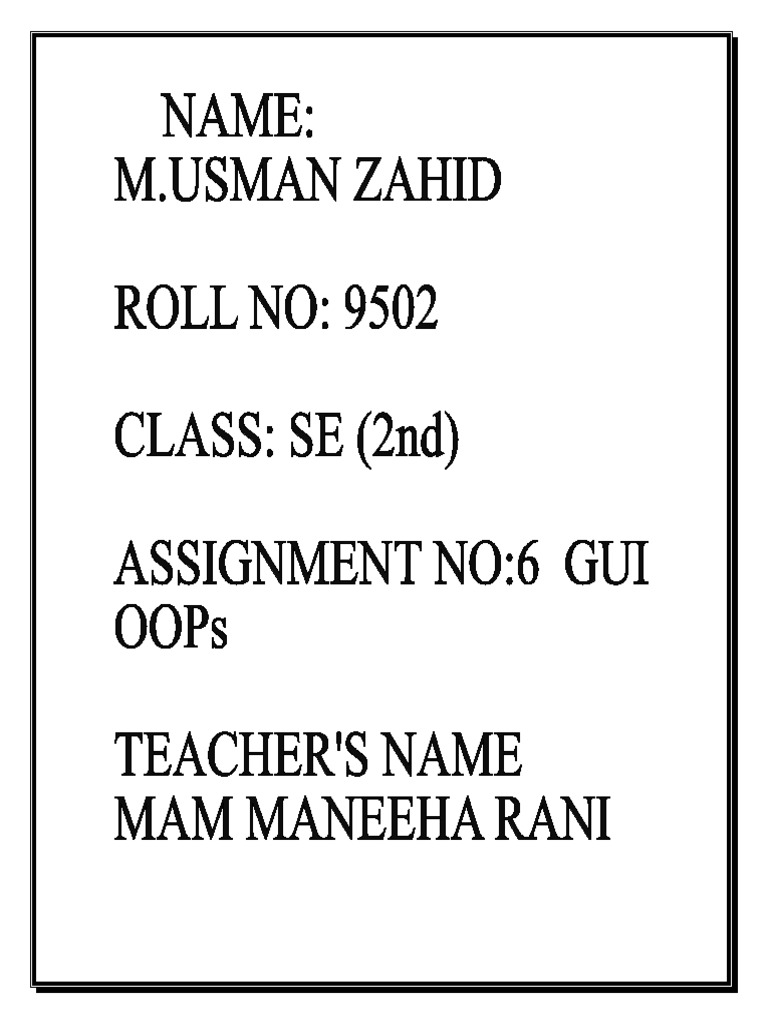 Assignment No 6 | PDF