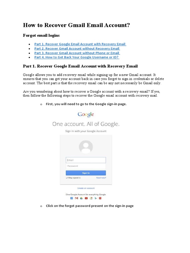 Snapshot of Gmail Email Account Recovery For Scandinavian Residents