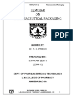 Seminar ON Pharmaceutical Packaging: Guided by