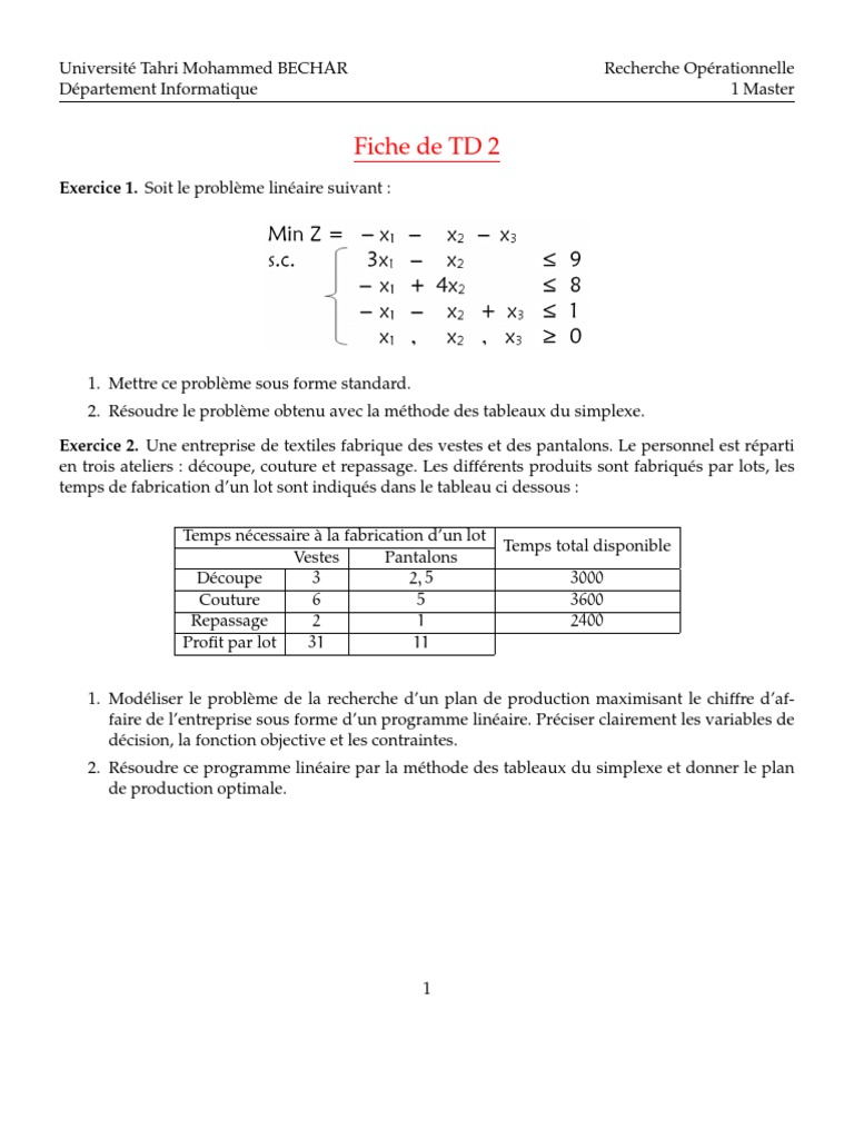 Fiche TD2 RO | PDF | Ordinateurs | Technologie et ingénierie