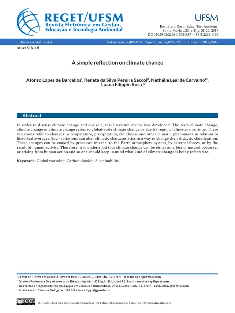 A Simple Reflection On Climate Change | PDF | Climate Change ...