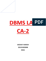 Dbms Lab CA-2: Akshay Harish 20191ISE0008 4ISE1