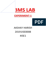 Dbms Lab: Experiment-1