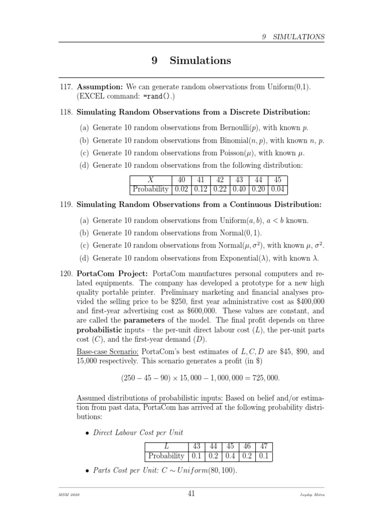 Simulating Random Observations and Scenarios | PDF | Probability ...
