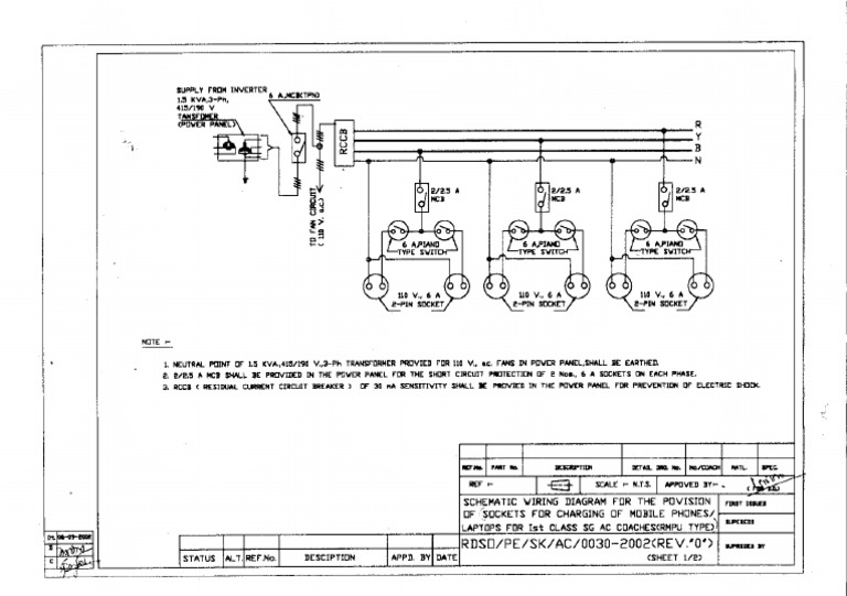 SCHEMATIC WIRING DIAGRAM FOR THE PROVISION OF SOCKETS FOR CHARGING OF