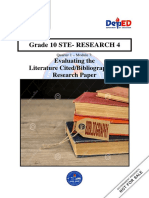 Grade 10 STE-RESEARCH 4: Evaluating The Literature Cited/Bibliography of Research Paper