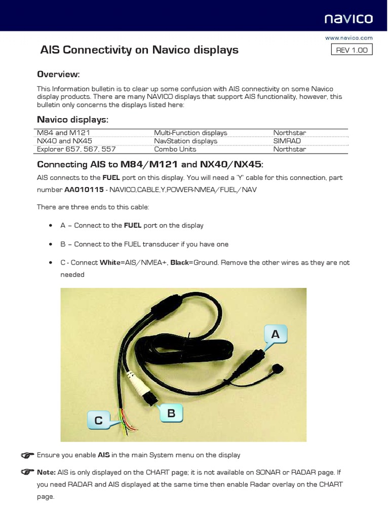 AIS Connectivity On Navico Displays: Overview | PDF | Business | Computers