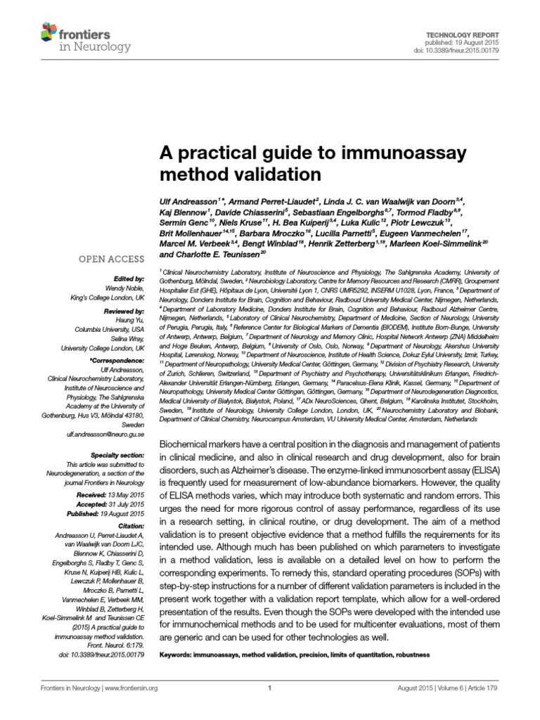 A Practical Guide To Immunoassay Method Validation | PDF | Accuracy And ...