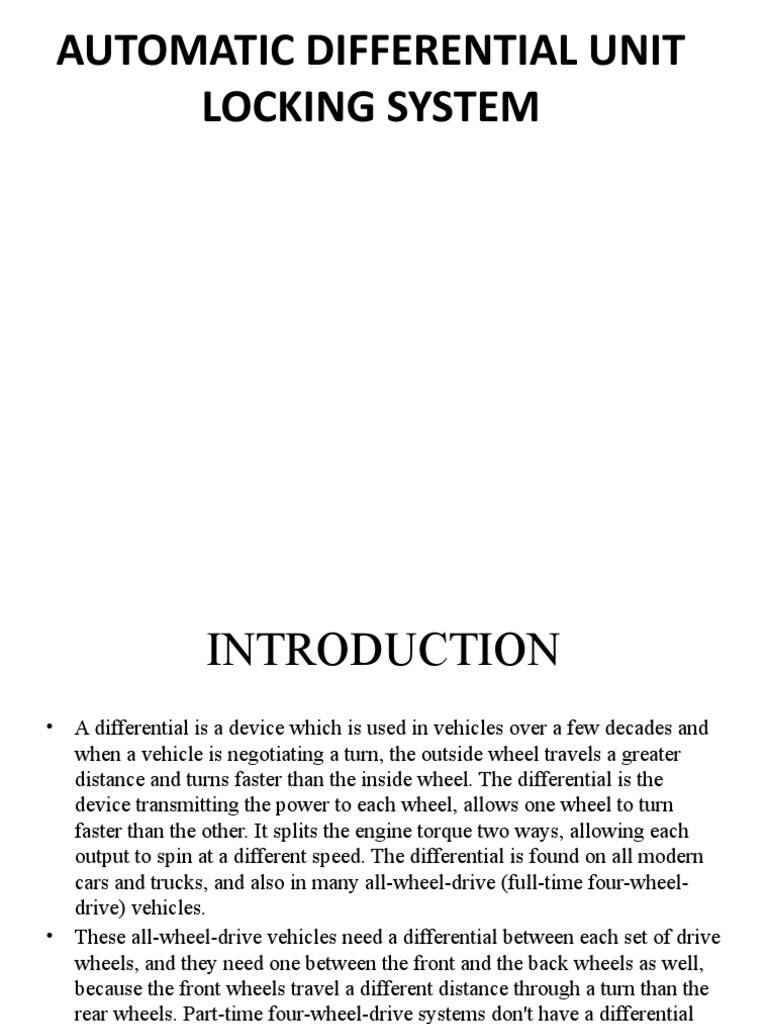 Automatic Differential Unit Locking System PDF Four Wheel Drive