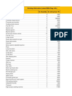 Existing Information (Latest BIDA Reg. Info.) Ex Name of Machineries Ex Quantity Ex Unit Prices TK