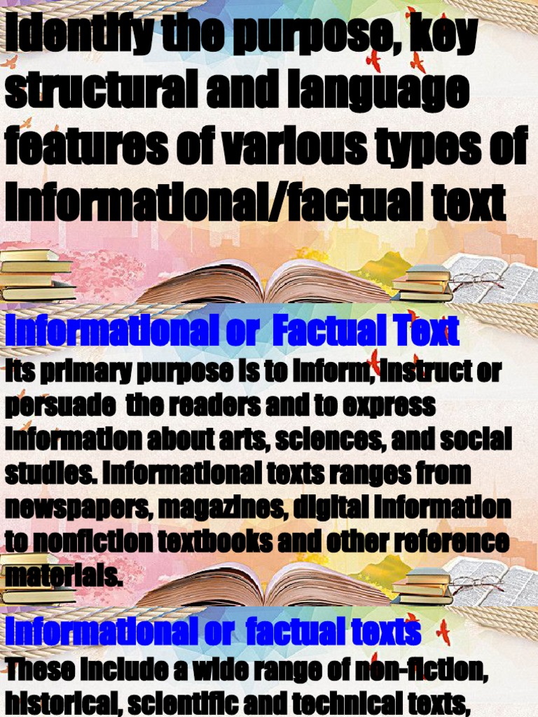 Key Features of Informational Texts | PDF | Language Arts & Discipline