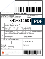 Send Date:2020-08-11 Order No: 200810PAKD8W8F Santo Domingo 3133