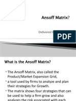 Ansoff Matrix: Delivered By: Prashant Satish