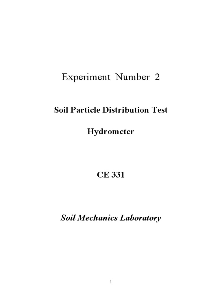 Experiment Number 2 Soil Particle Distribution Test Hydrometer PDF