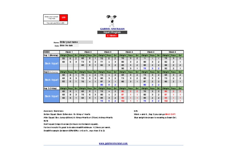 6-Week Squat Program Overview | PDF | Weight | Body Shape