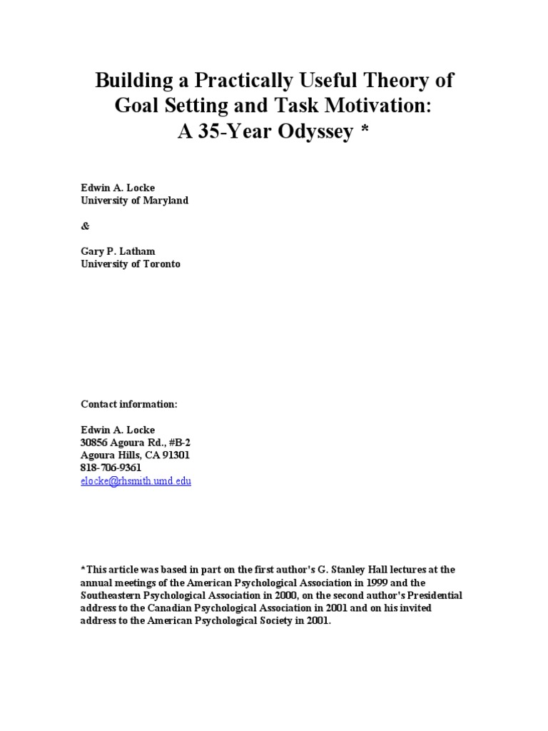 Theory of Goal Setting and Motivation | PDF | Goal | Self Efficacy