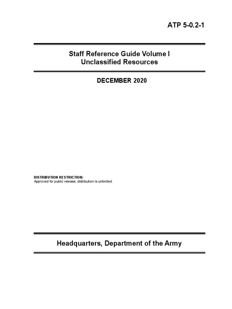Atp 5 0 2 1 staff reference guide volume i 2020 pdf artillery tanks