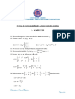 2ª Ficha de Exercícios de ALGA (Algebra Linear e Geometria Analítica)