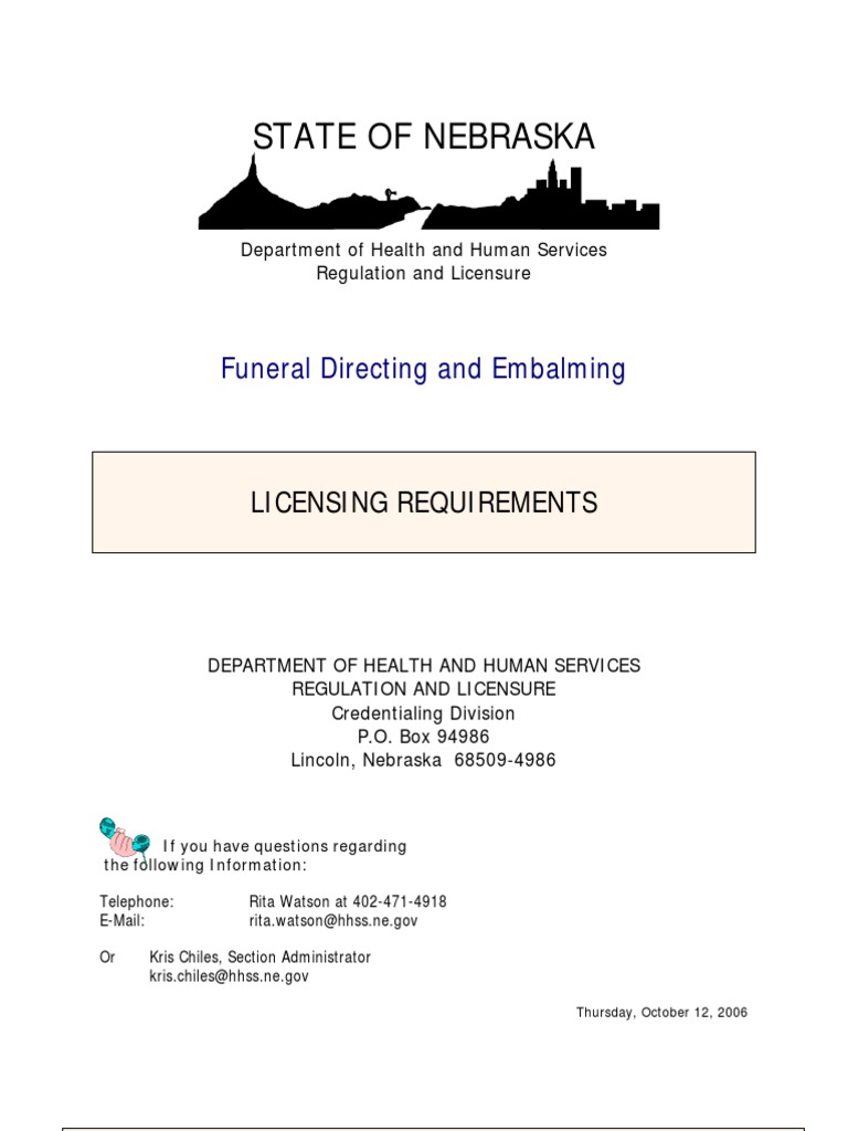 Nebraska Funeral Director and Embalmer Licensing Requirements PDF