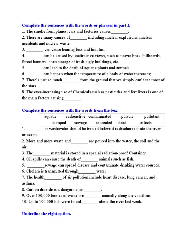 Complete The Sentences With The Words or Phrases in Part I PDF