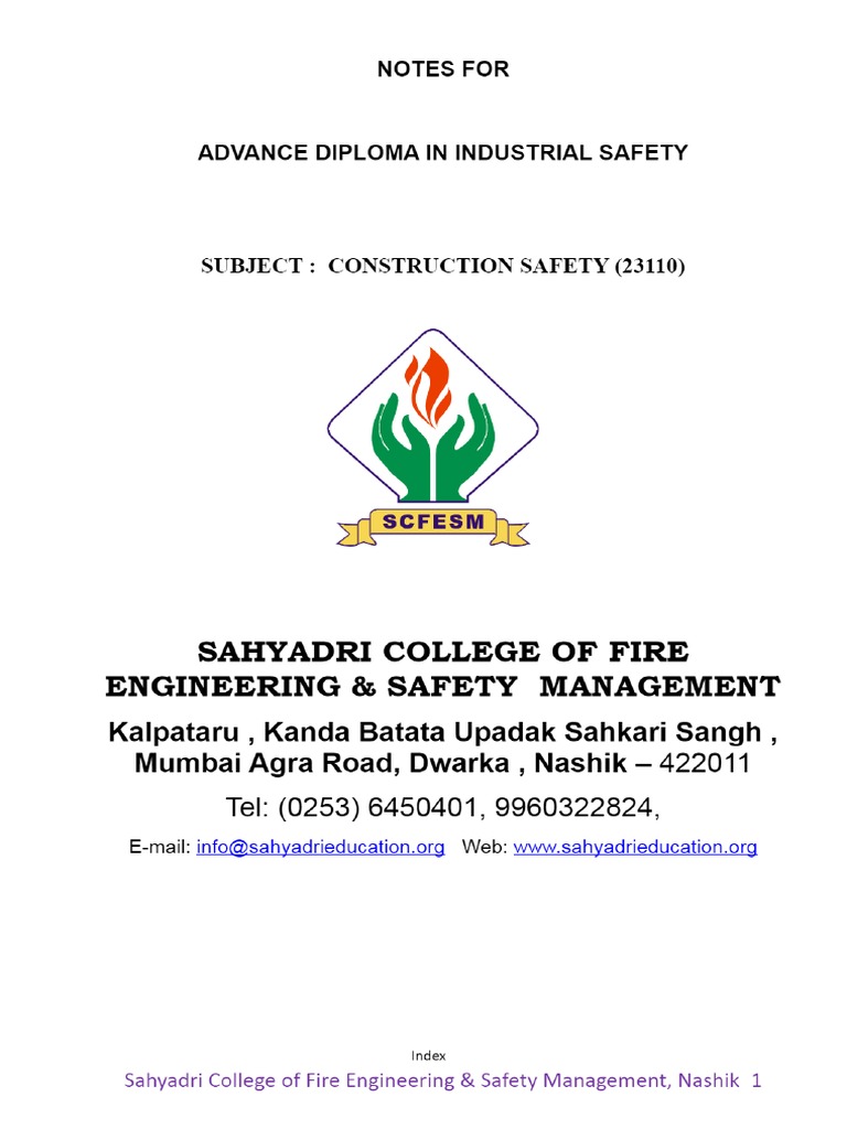 Final Notes 23110 Safety in Construction Industry (1) - TOAZ - Info | PDF