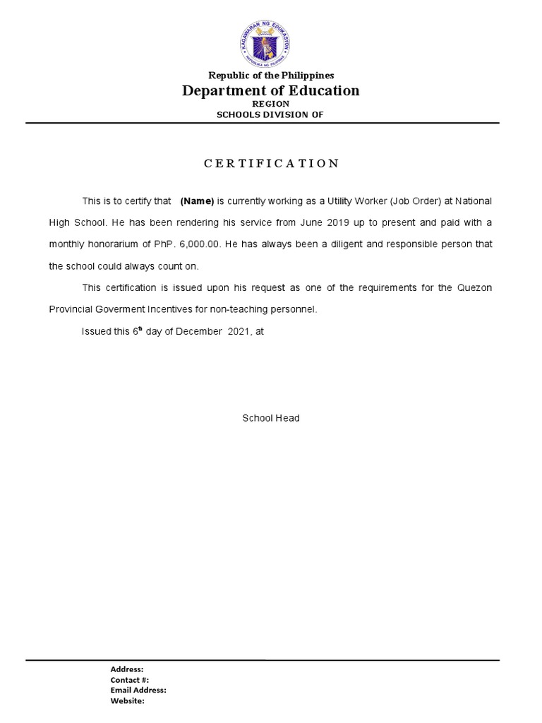 Certification For Utility PDF