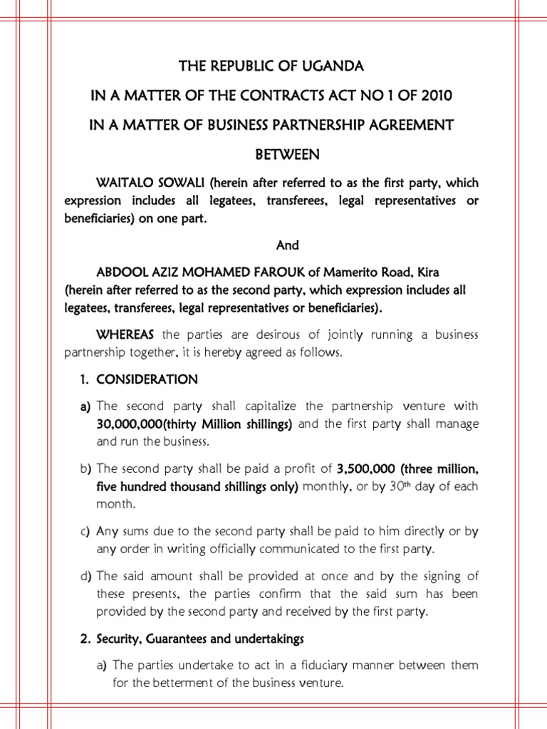 The Republic of Uganda in A Matter of The Contracts Act No 1 of 2010 in ...