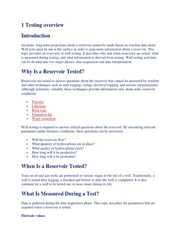 Well Testing Complete - Schlumberger | PDF | Valve | Petroleum Reservoir