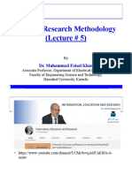 EE8501 Research Methodology (Lecture # 5) : Dr. Muhammad Faisal Khan