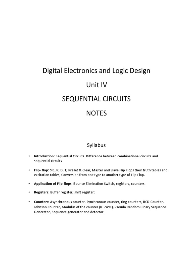 Del Dun It IV Sequential Logic Notes | PDF