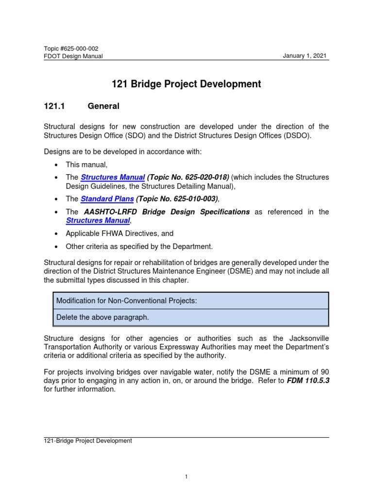 121 Bridge Project Development 121.1 General PDF Bridge Deep