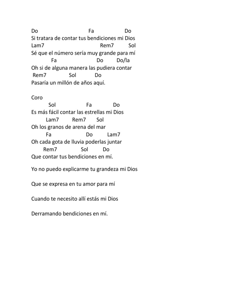 Contar tus bendiciones: letra y acordes | PDF | Artes del Lenguaje y ...