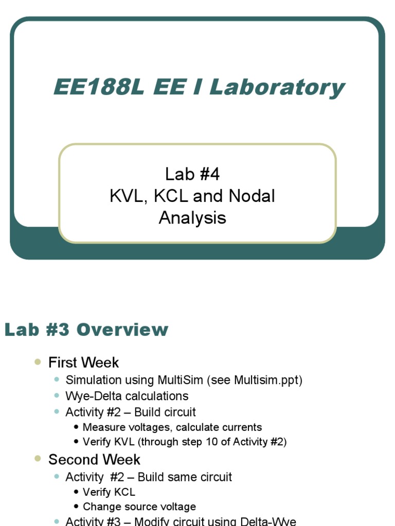 Lab 04 KVL, KCL, Nodal Analysis PDF Physical Quantities 