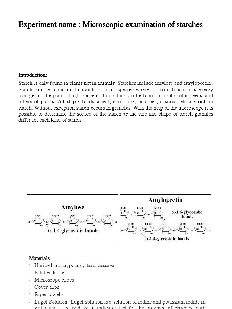 Microscopic Analysis of Starch Granules | PDF | Science & Mathematics ...