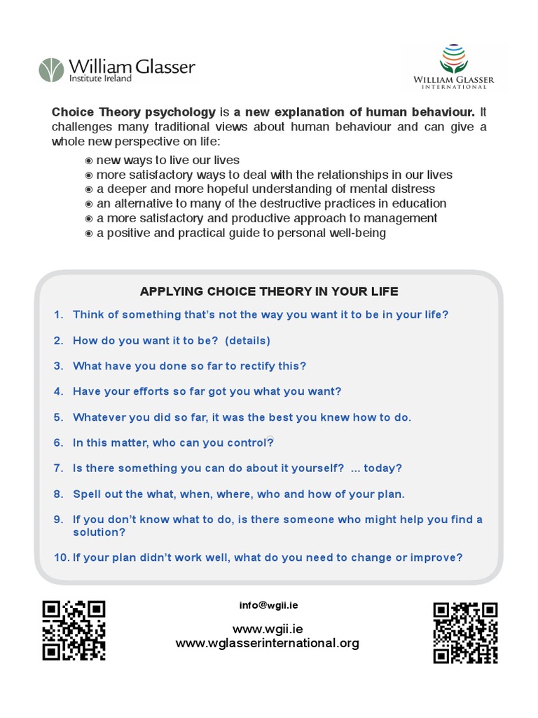 Applying Choice Theory for Better Living | PDF | Self-Improvement ...