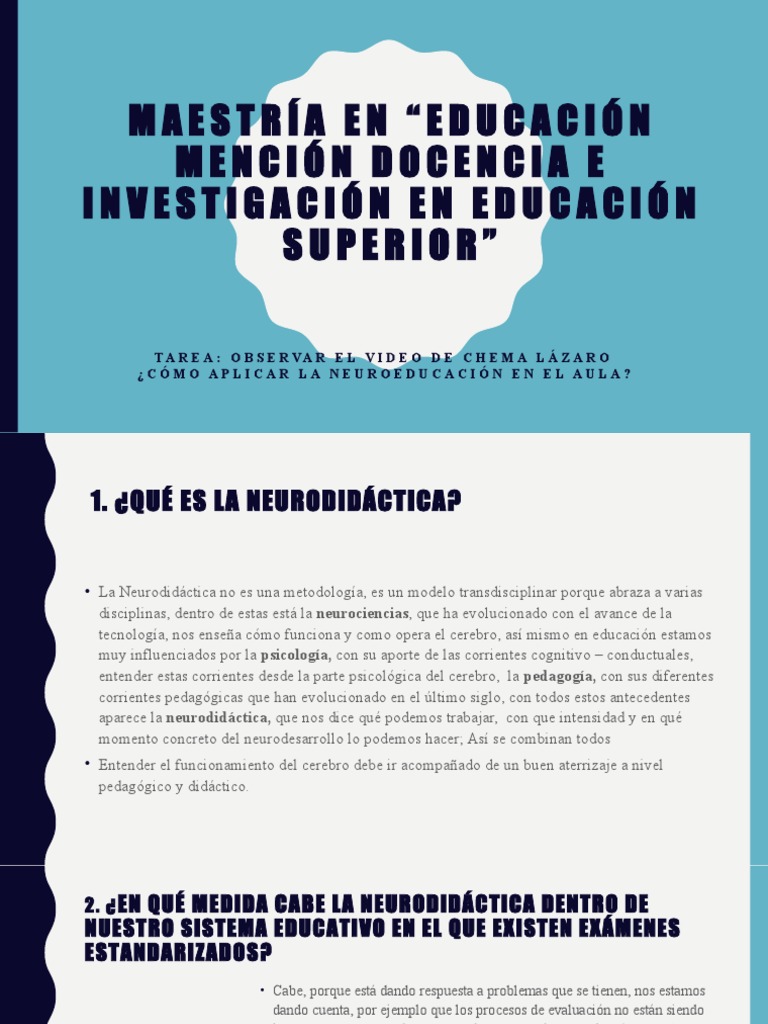 Aplicación de Neurodidáctica en el Aula | PDF | Aprendizaje | Las emociones