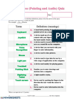 Input Devices (Pointing and Audio) Quiz: Terms Definitions (Meanings)