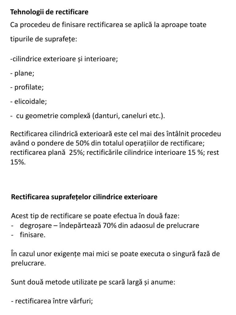 Curs 13 Tehnologii de Rectificare | PDF