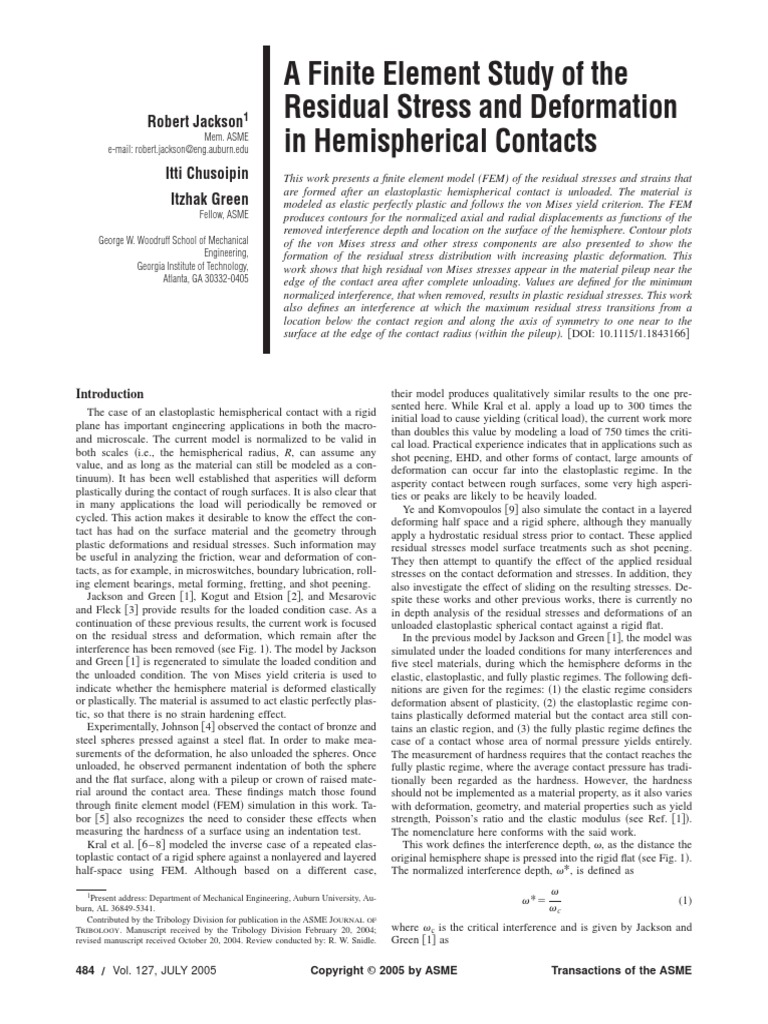 A Finite Element Study of The Residual Stresses and Deformation in ...