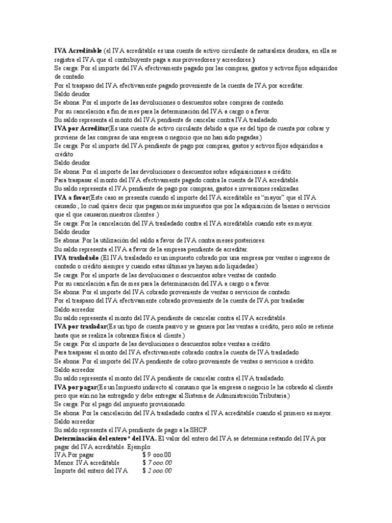 IVA Acreditable y su Registro Contable | PDF | Impuesto al valor ...