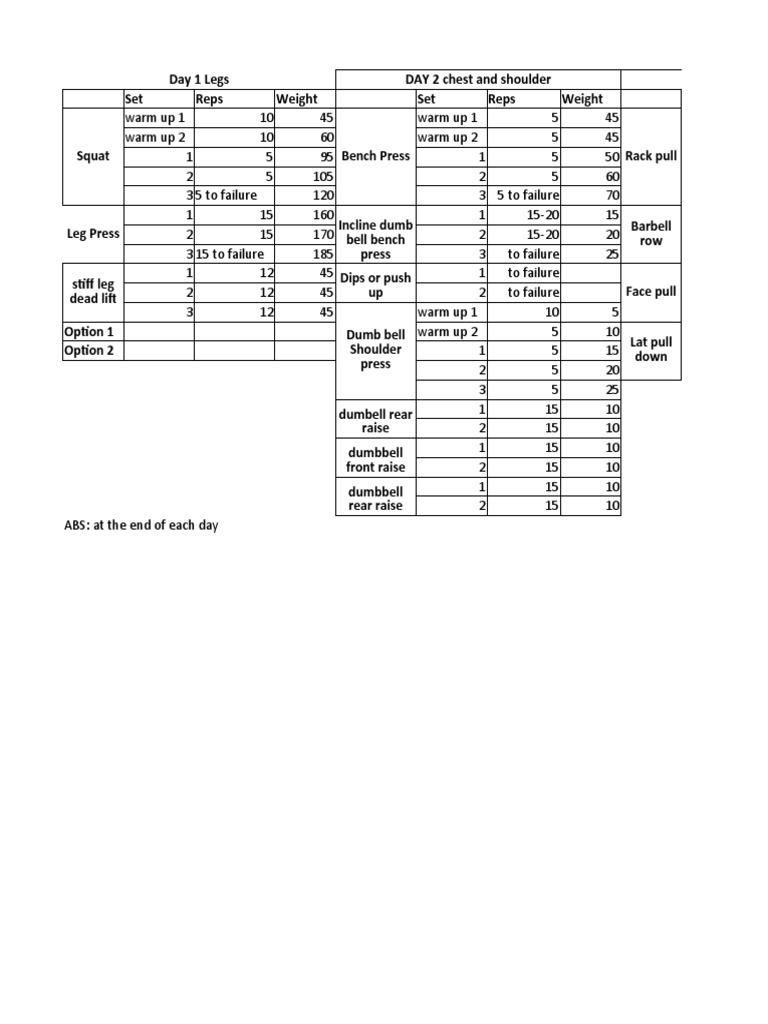 Work Out - Plan - Ver 2 | PDF | Weight | Management Of Obesity