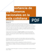 Importancia números racionales vida cotidiana