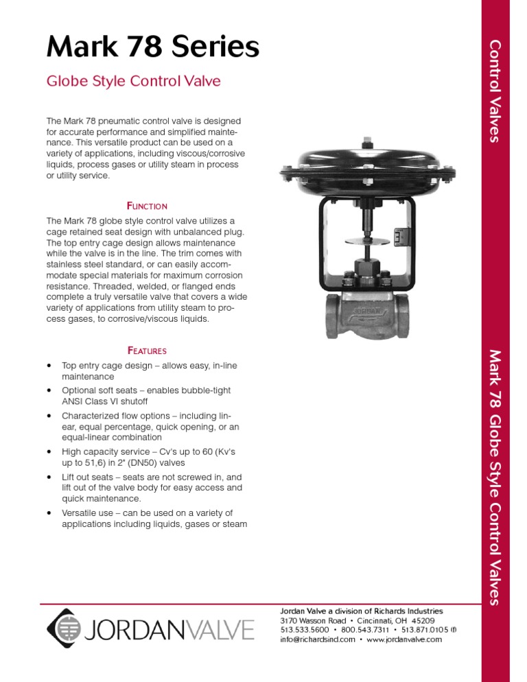 Mark 78 Globe Control Valve Overview | PDF
