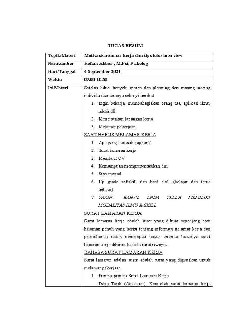Tips Melamar Kerja dan Interview | PDF