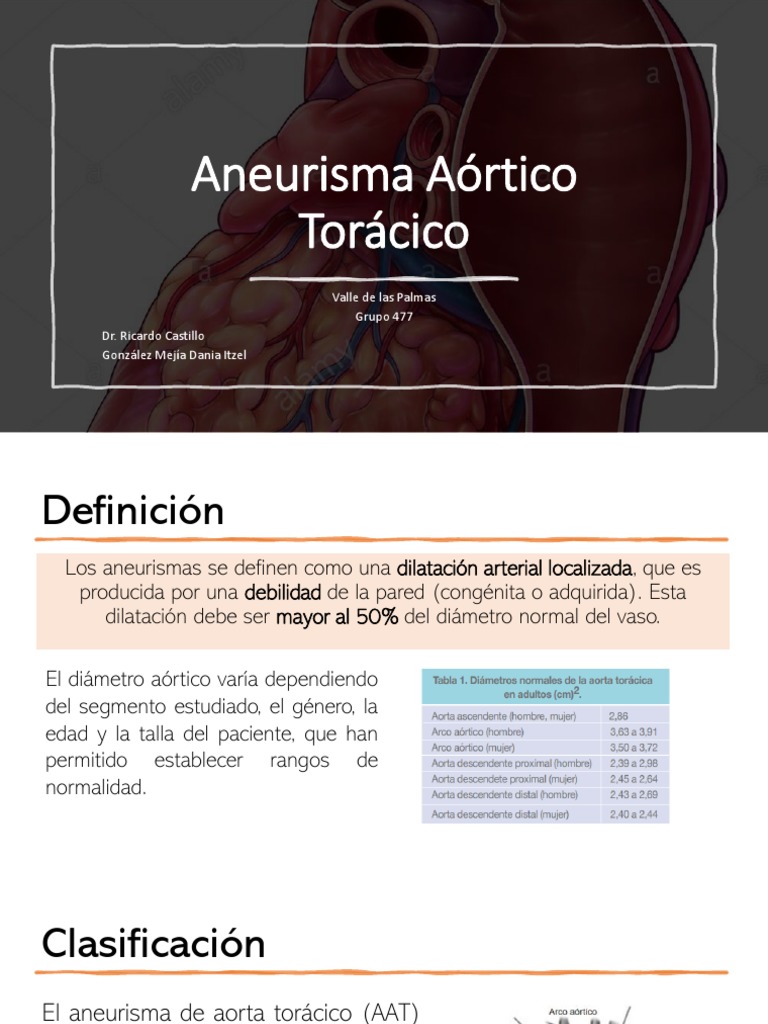 Diferencias entre aneurisma y disección aórtica | PDF | Aorta | Medicina