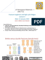 Processing of Aerospace Materials - I (ME772) : Fracture Toughness and High Cycle Fatigue Date: 11 January 2022