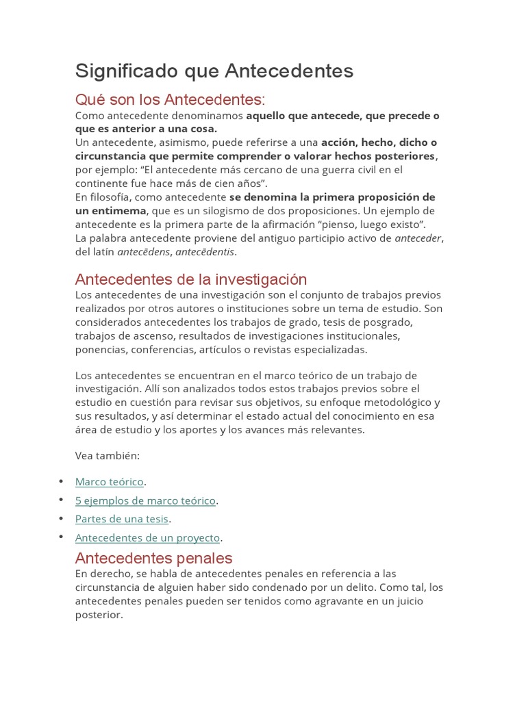Definición y Tipos de Antecedentes | PDF