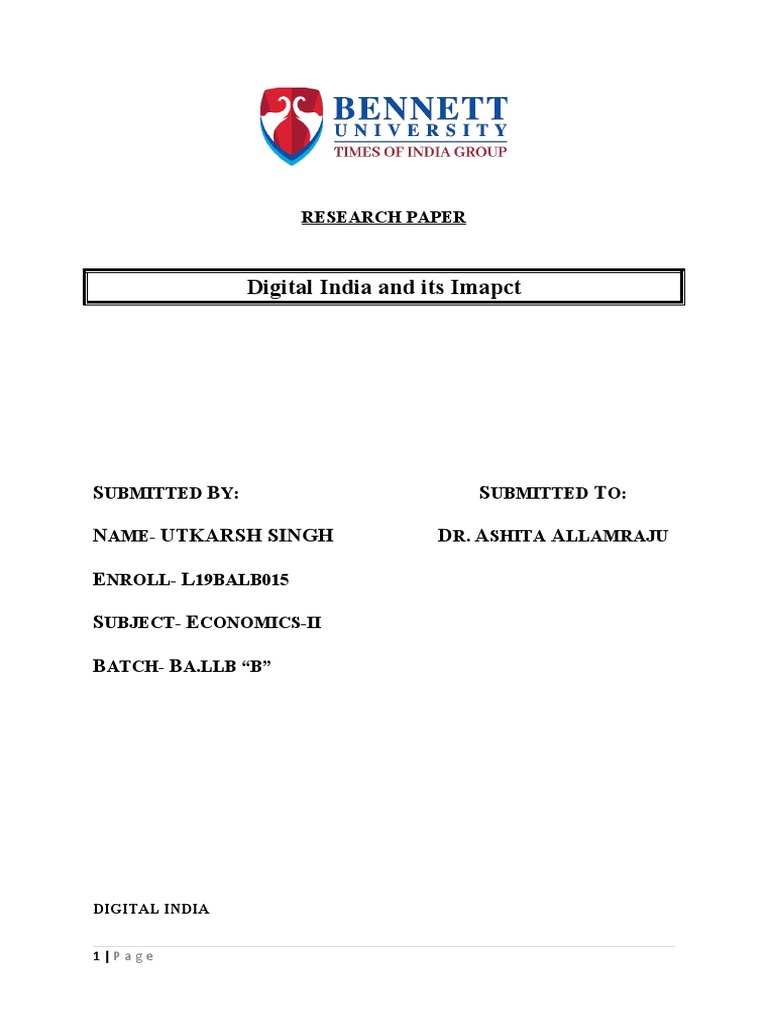 Digital India and Its Imapct: Research Paper | PDF | Internet ...