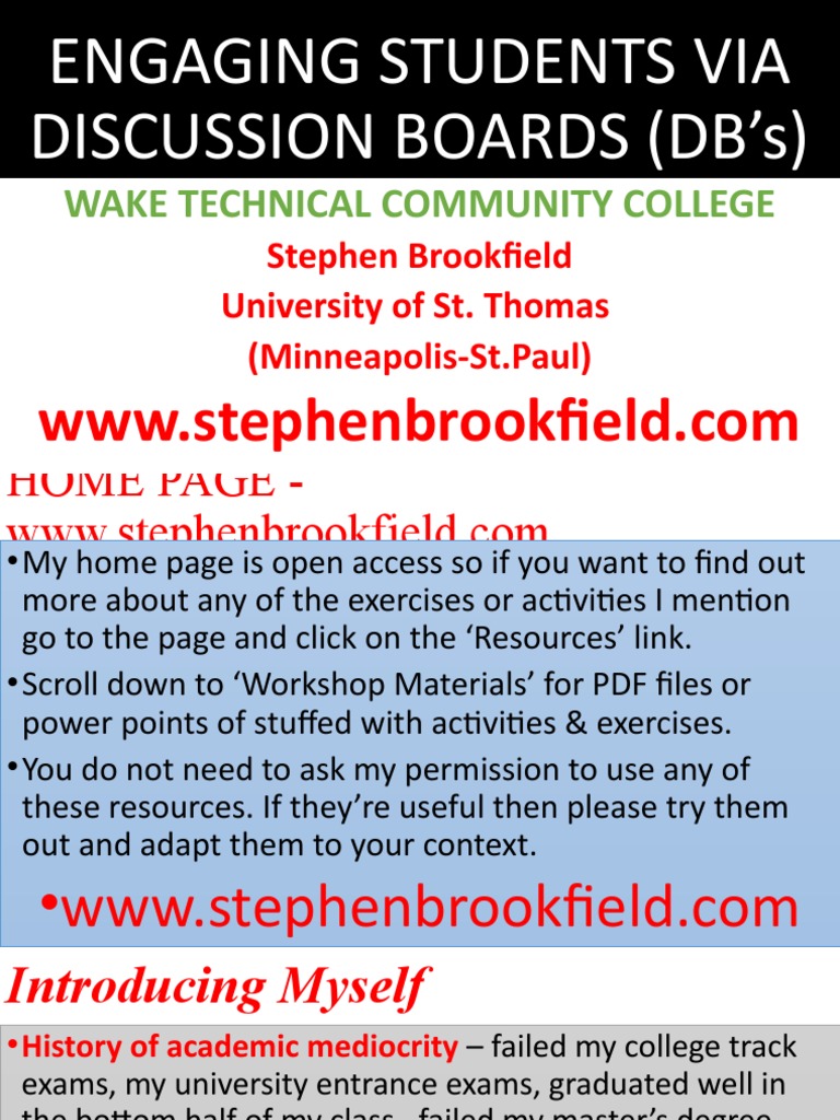 Engaging Students Via Discussion Boards (DB'S) : Wake Technical ...
