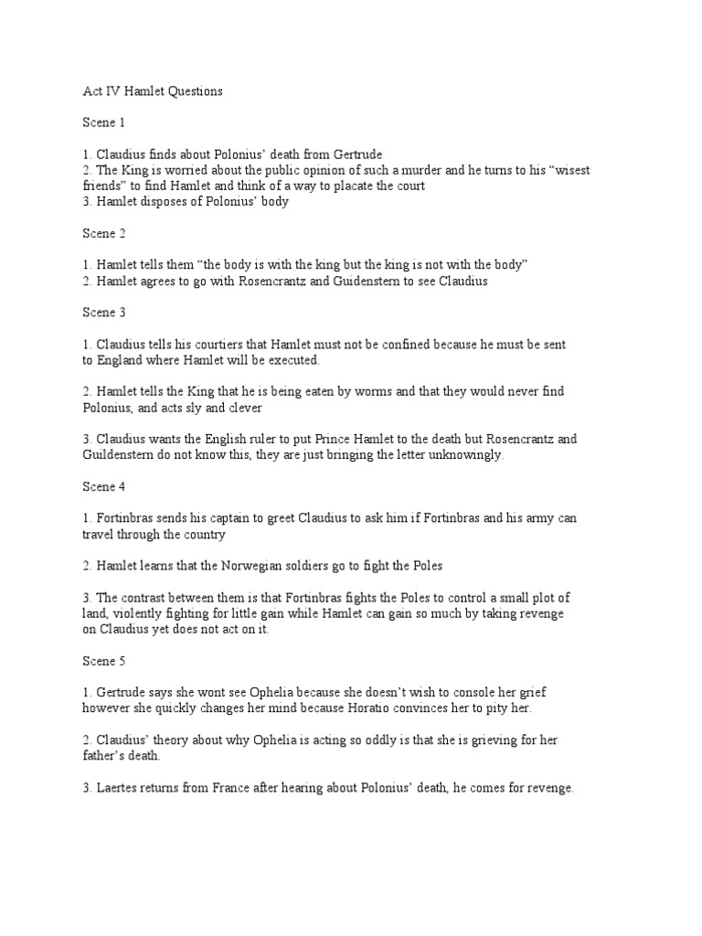 Hamlet Act 2 Questions And Answers